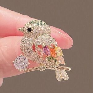 Elegant Multicolor Bird Brooch, Love Bird Brooch